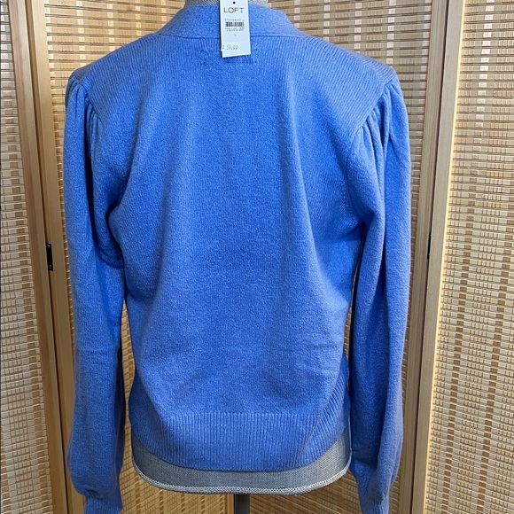 LOFT Blue Cardigan with Rhinestone Buttons - Picture 3 of 8